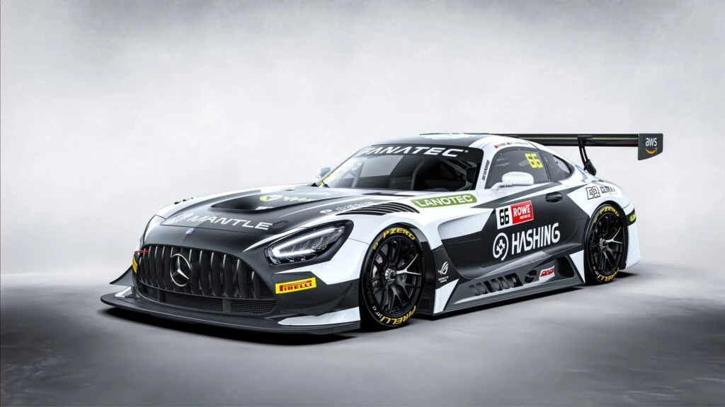 front corner of the Mercedes-AMG GT3 with Lanotec logo